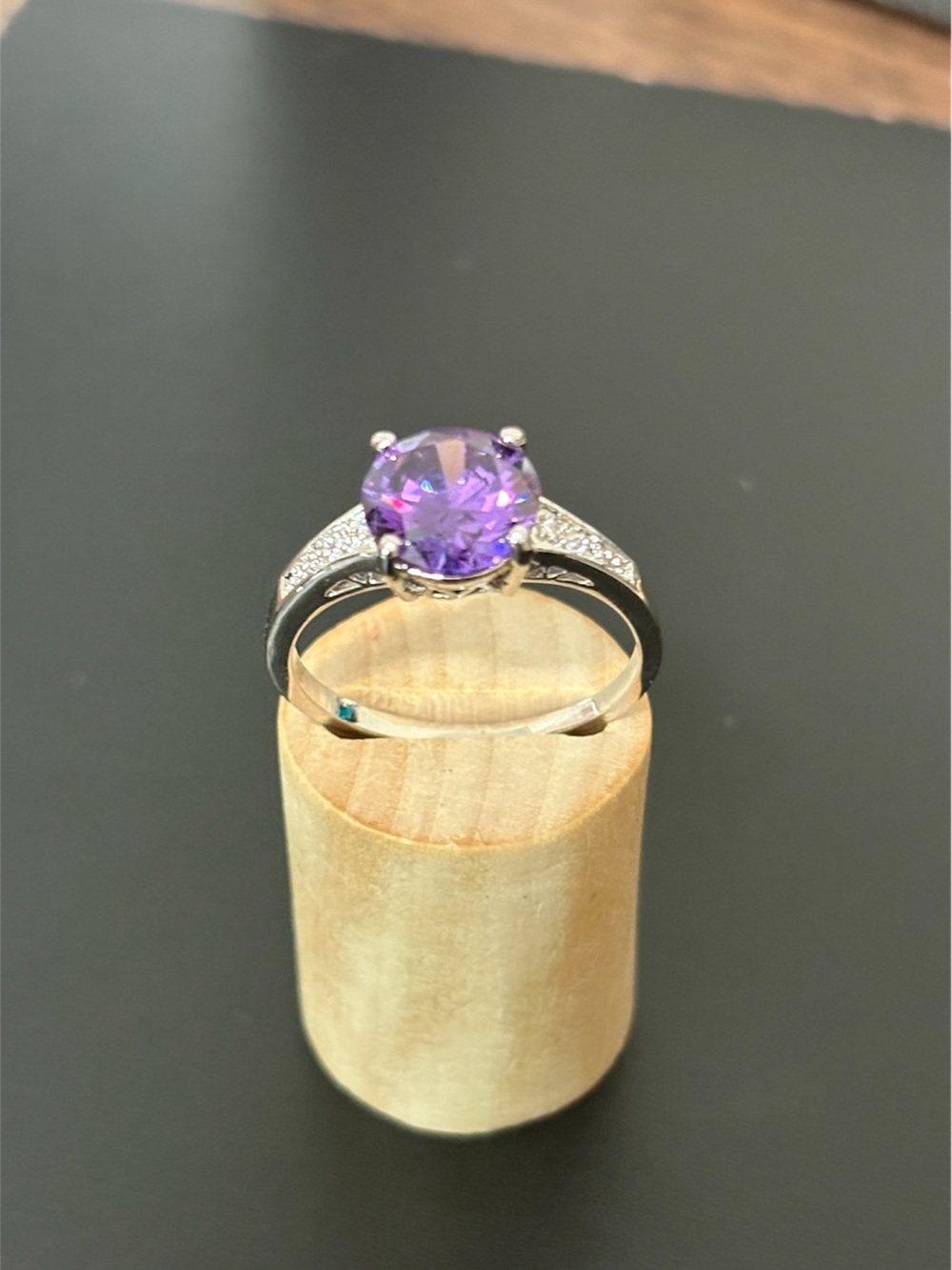 Amethyst Solitaire Ring - Purple